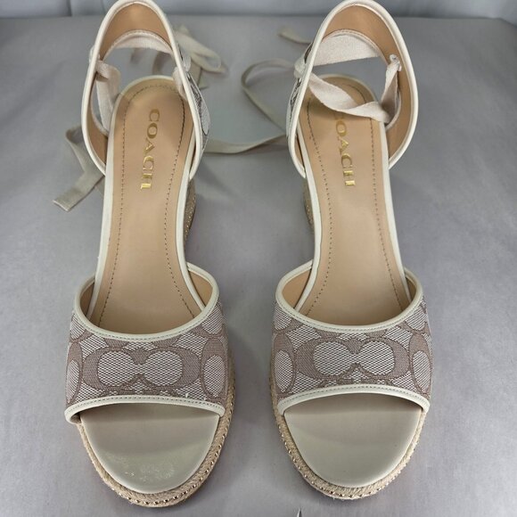 COACH Women's Page Sig Recycled Wedge - Stone/Chalk - Picture 3 of 6